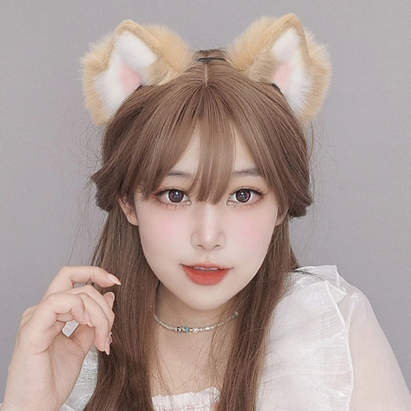 

Adult Teens Cute Halloween Cat Ears Shape Headband Plush Hair Hoop Makeup Live Broadcast Cosplay Party Headpieces