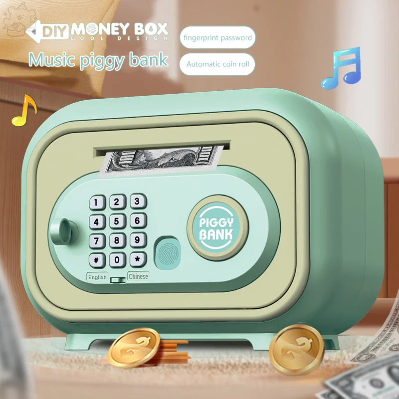 Children Piggy Banks Save Finger Print Girl DIY Electronic Money Box Savings Password Ersonalized Cash Register Toy Kid Gifts 4