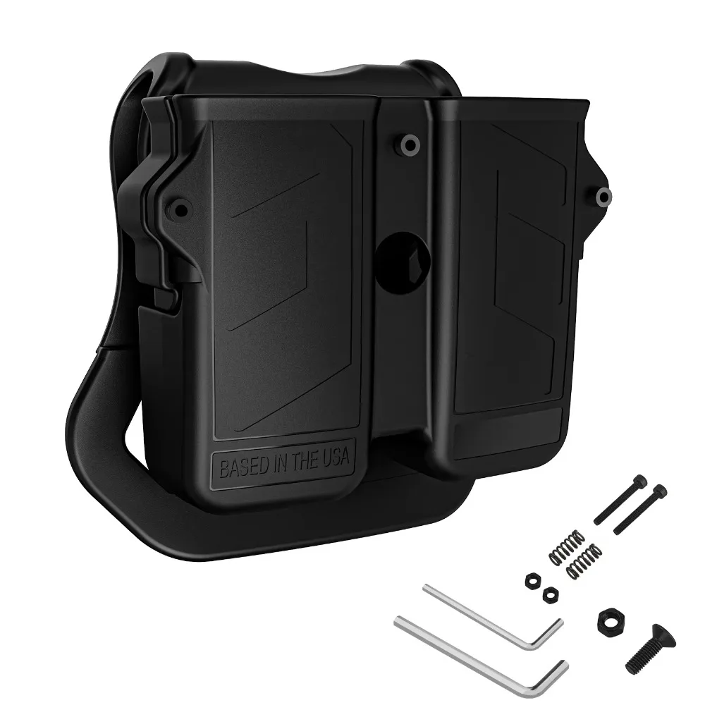 Magazine Pouch MAGORUI Universal Double Mag Holder For 9mm 10mm .40 .45 Double Stack Mag Pistol Magazine Holster Pouch Hand Gun Carrier