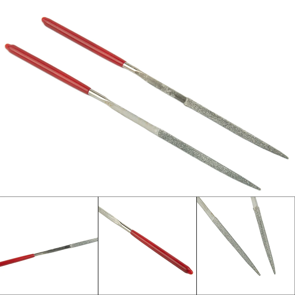 

2pcs Diamond Files Kit 3x140mm Triangular Diamond Needle File Grinding For Steel Stone Metal Wood Diamond Files Set