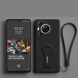 Premium Liquid Silicone Shockproof Phone Case with Holder - Soft Protective Cover for Pura 80 Ultra (Black)