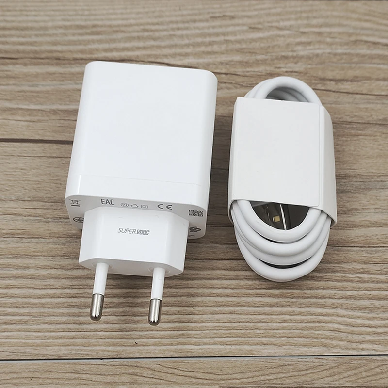 33W OPPO Supervooc EU Fast Charger with USB Type C Cable