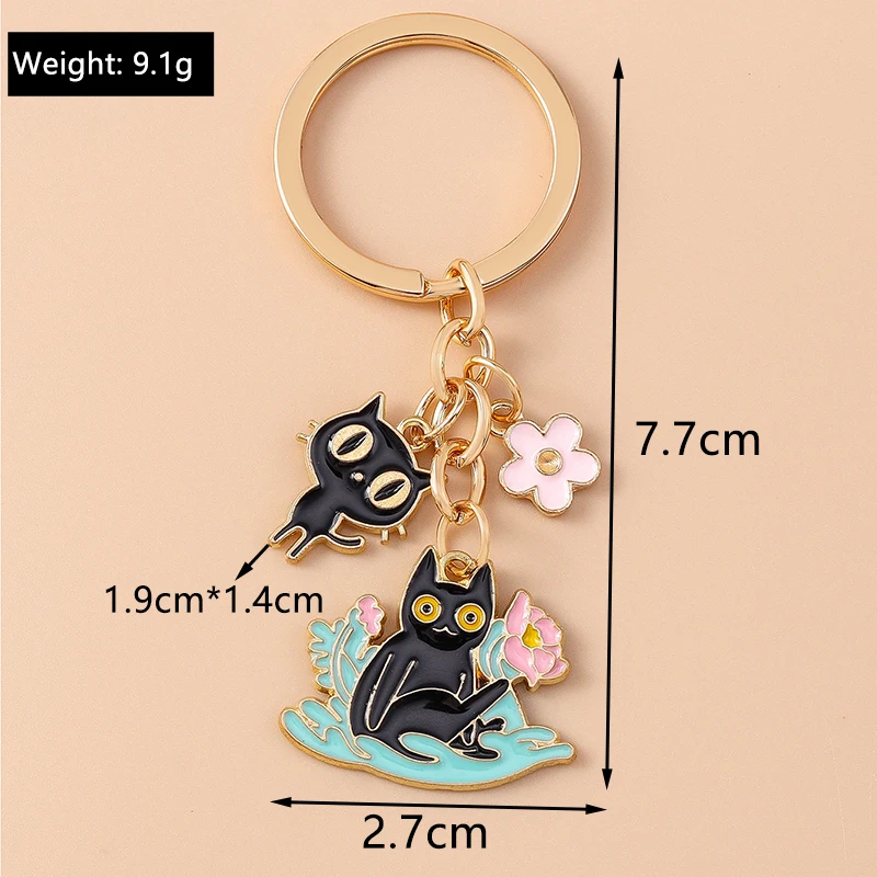 Niedlicher Emaille-Cartoon-Katze-Schlüsselanhänger, Topfpflanze, Schlüsselanhänger, Anhänger für Frauen und Mädchen, Handtasche, Dekor, DIY, handgefertigter Schmuck, Geschenk – Detail 4