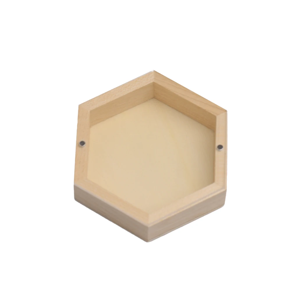 1PCS Creative Acrylic Board Hexagon Box Natural Wood Storage Wooden Box for Necklace Ring Gift Wooden Jewelry Organizer Cases 6