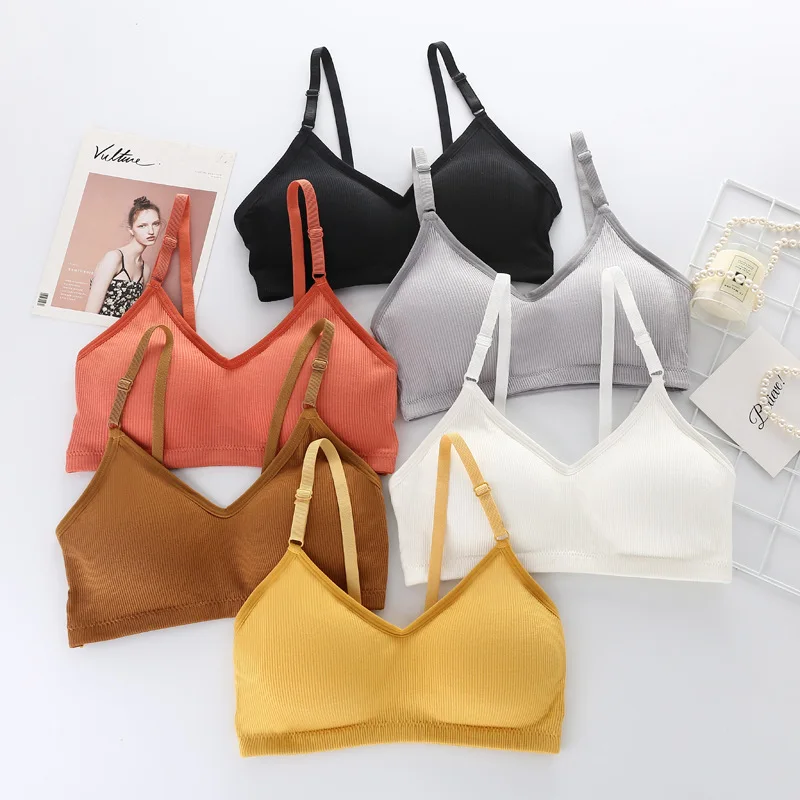 

New 6 Colors Crop Top Women 2023 Tube Tops Bras Sexy Push Up Wire Free Solid Camisole Corset Top Active Bra Underwear Haut Femme