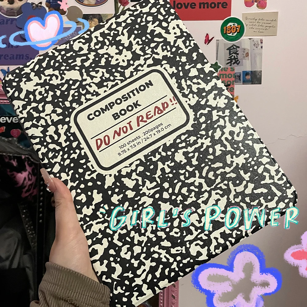 Per Ipad Air 7 Custodia Artistica In Bianco E Nero Speckle Spin Case Per Ipad 10Th Case 2023 10.2 10.9 Ipad Pro 11 Mini Ipad Cover