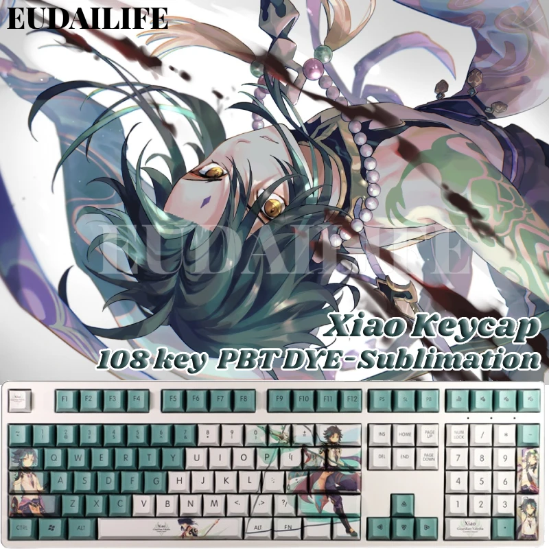 

Genshin Impact Xiao 108 Key PBT DYE Sublimation Cherry Profile MX Cross Axis Switch Keycap Mechanical Keyboard Game Otaku Gift