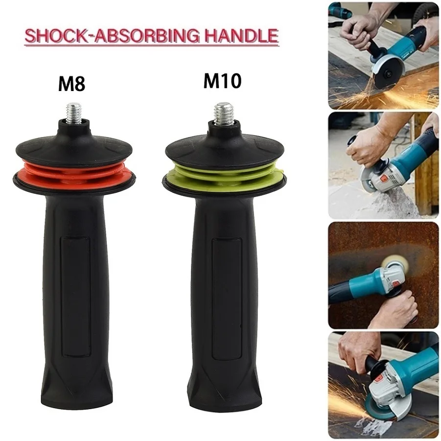 8/10mm Thread Angle Grinder Shock Vibration Absorbing Reduce Damping Side Handle Angle Grinder Grinding Machine Power Tool Parts grinder handle angle grinder handle anti vibration function black convenient plastic professional use grinding machine tools