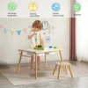 US Stock Children's Sensory Table with Stool, Kids Activity Table with 2 Storage Bins & 2 Pen Holders & Paper Roll,Wood 5
