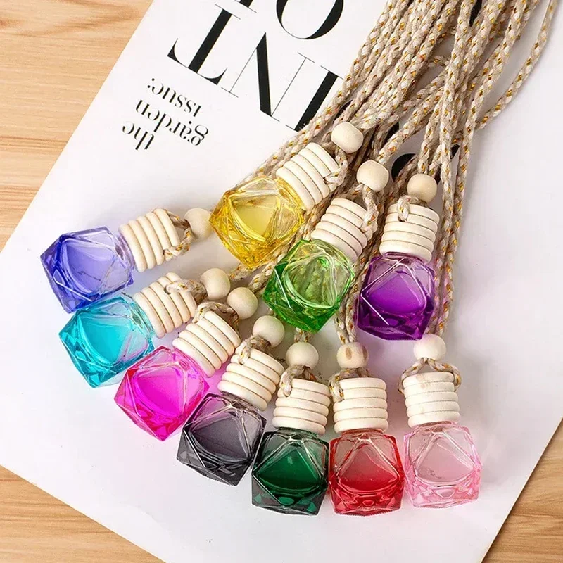 1PC Car Hanging Empty Bottles Perfume Aromatherapy Refillable Air Freshener Diffuser Oil Fragrance Bottle Vehicle Pendant