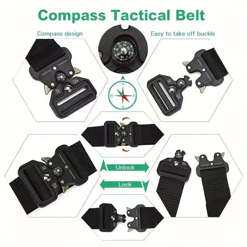 Compass Tactical Belt Quick Release Outdoor Belt Real Nylon Sports Accessories Men And Women Black Plastics