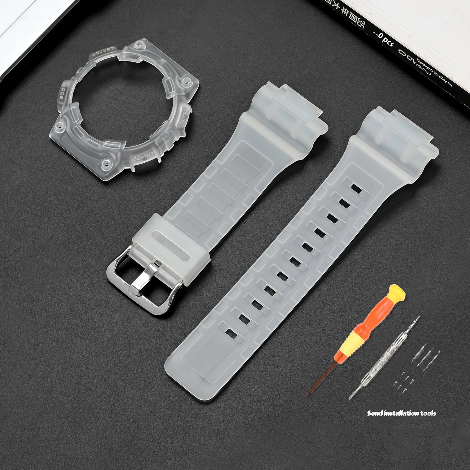 Durable Rubber Resin Sports Watch Band with Protective Shell
