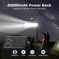 hganus 60000mAh Power Bank QC PD3.0 22.5W Fast Charging Powerbank Portable Charger External Battery For iPad iPhone Xiaomi - Image 2