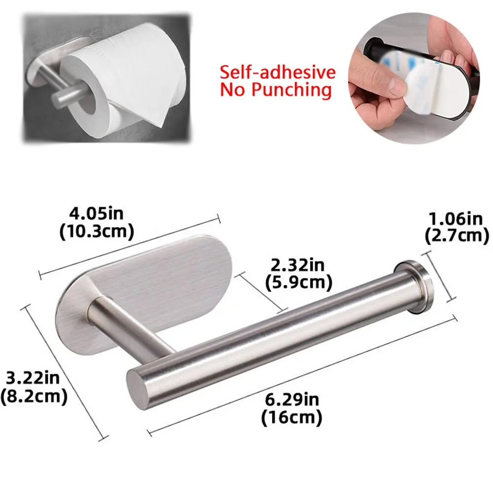 Stainless Steel No-Drill Toilet Paper Holder & Towel Rack