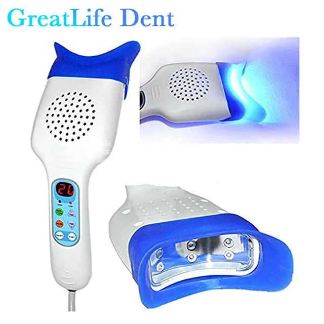 GreatLife Dent 10 Leds 3 Color Dental Hand Held Type Portabl Teeth Whitening Accelerator Mini Dental Teeth Whitening Light Lamp