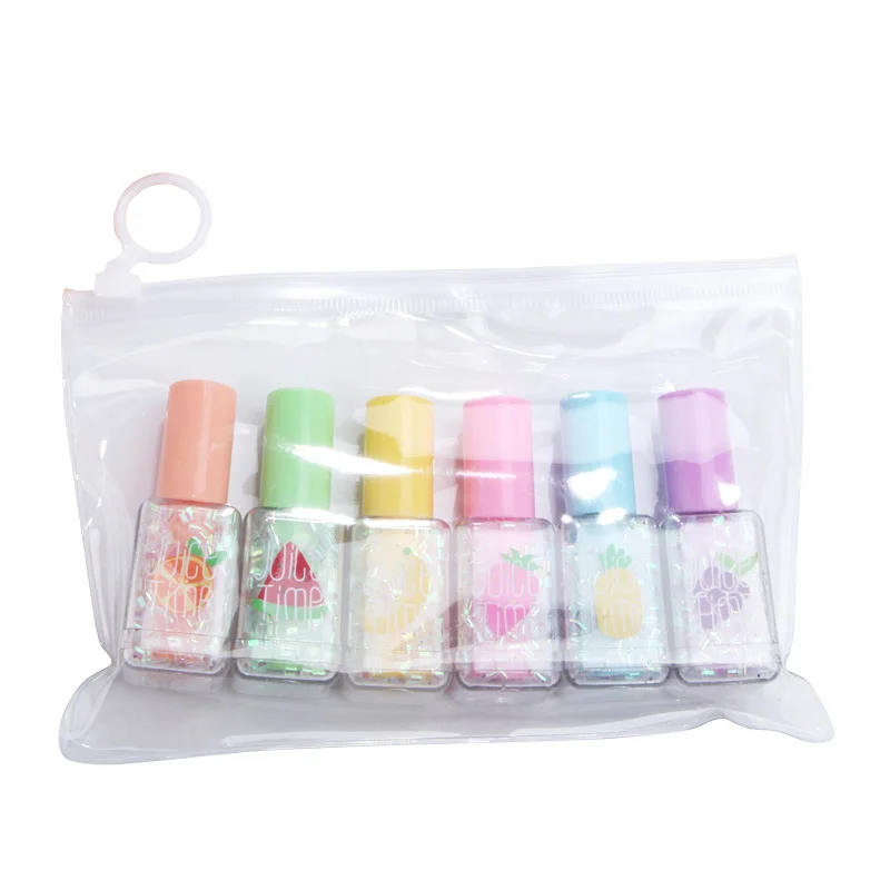 네일 광택제 모양 형광펜, 카와이 마커 펜, 사무실 학교 문구 용품, 소녀 선물, 6 개/세트