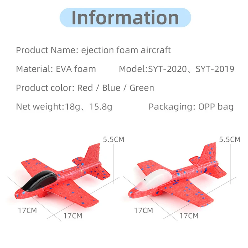 Children Ejecting Foam Aircraft Toys Slingshot Ejection Flight With Night Light Hand-throw Outdoor Sports Toy