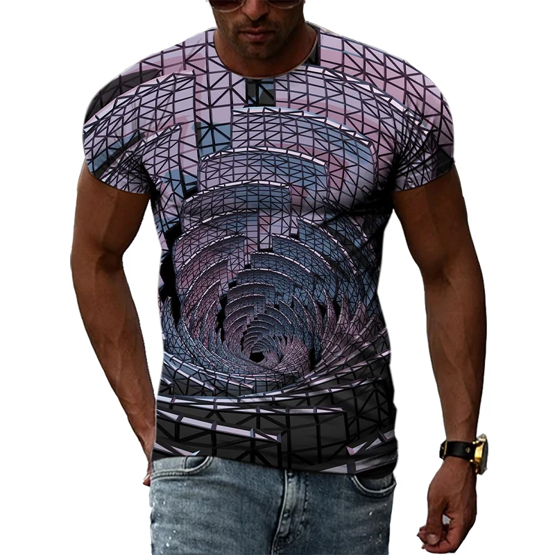 Maglietta Unisex Con Stampa 3D Illusione Colorata - Maniche Corte, Girocollo, Taglie Dalla S Alla XXL - 3