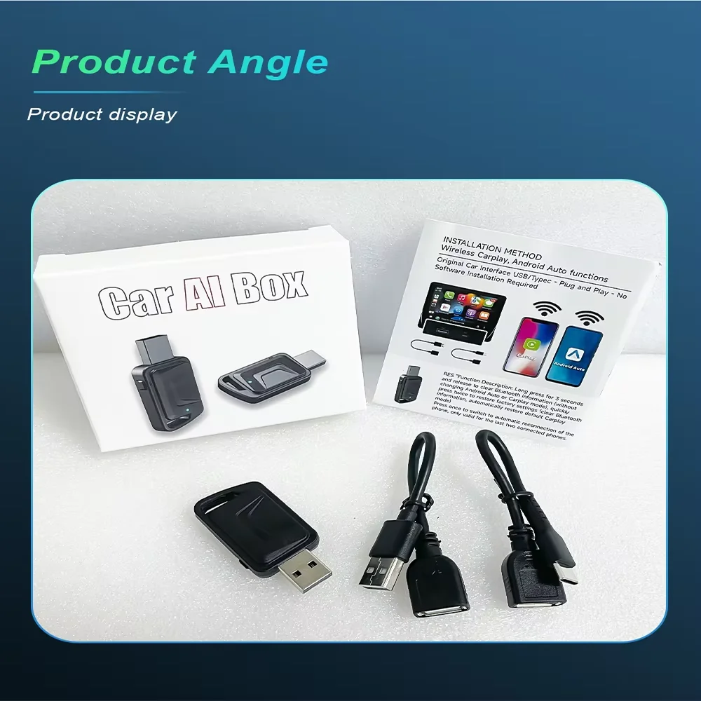 Dongle CarPlay wireless 2in1 Adattatore automatico Android wireless AI Smart Box Sistemi intelligenti per auto per auto con CarPlay cablato - Image 6