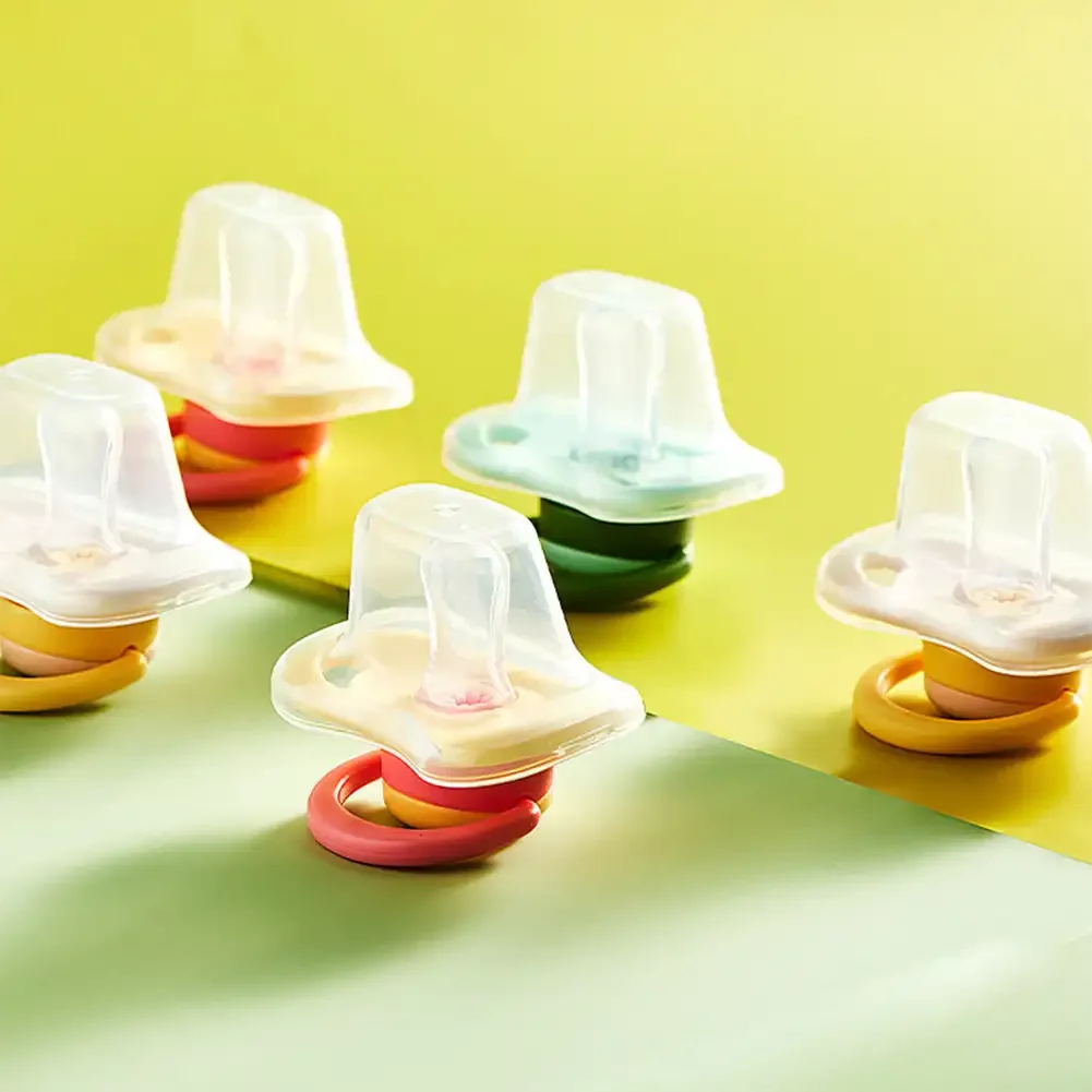 Silicone Pacifier Silicone Teether Silicone Baby Pacifier Baby Bites and Chewable Products Comfortable Nipple Appearance for Newborns Flat Pacifier Care Tools