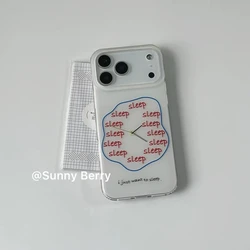Luxury Cute Pattern Creative Sleep Clock Silicone Phone Case Cover - iPhone 15 Plus (A)