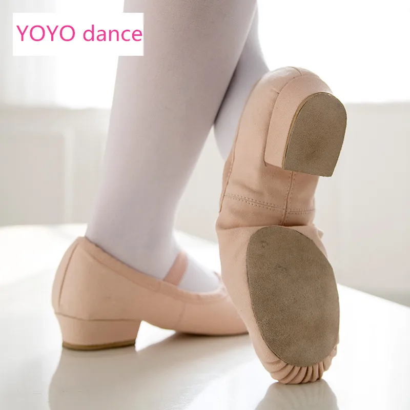 Canvas Teacher Dance Shoes Soled Ballet with Heeled for Women Adult Soft Outsole Practice