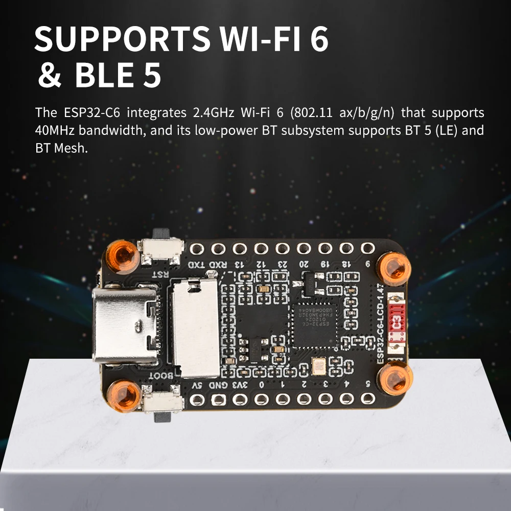 Access Panel Esp32-C6 1.47-Inch Lcd Screen Development Board Wifi 6 Bluetooth 5 Onboard Rgb Color Led Type-C Interface