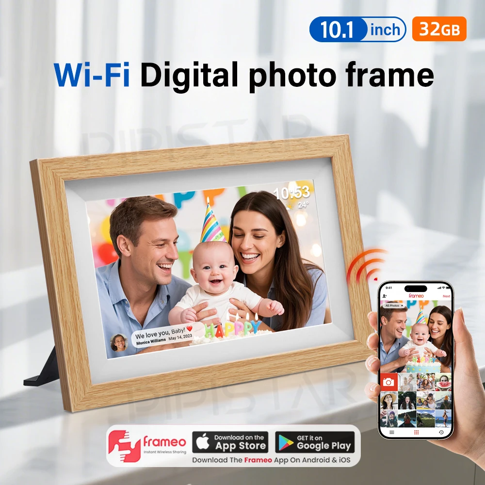 Frameo 10.1 นิ้วสมาร์ทกรอบรูปดิจิตอล 32/64GB Cloud Storage WiFiกรอบรูปดิจิตอลIPSหน้าจอสัมผัสหมุนอัตโนมัติ 1