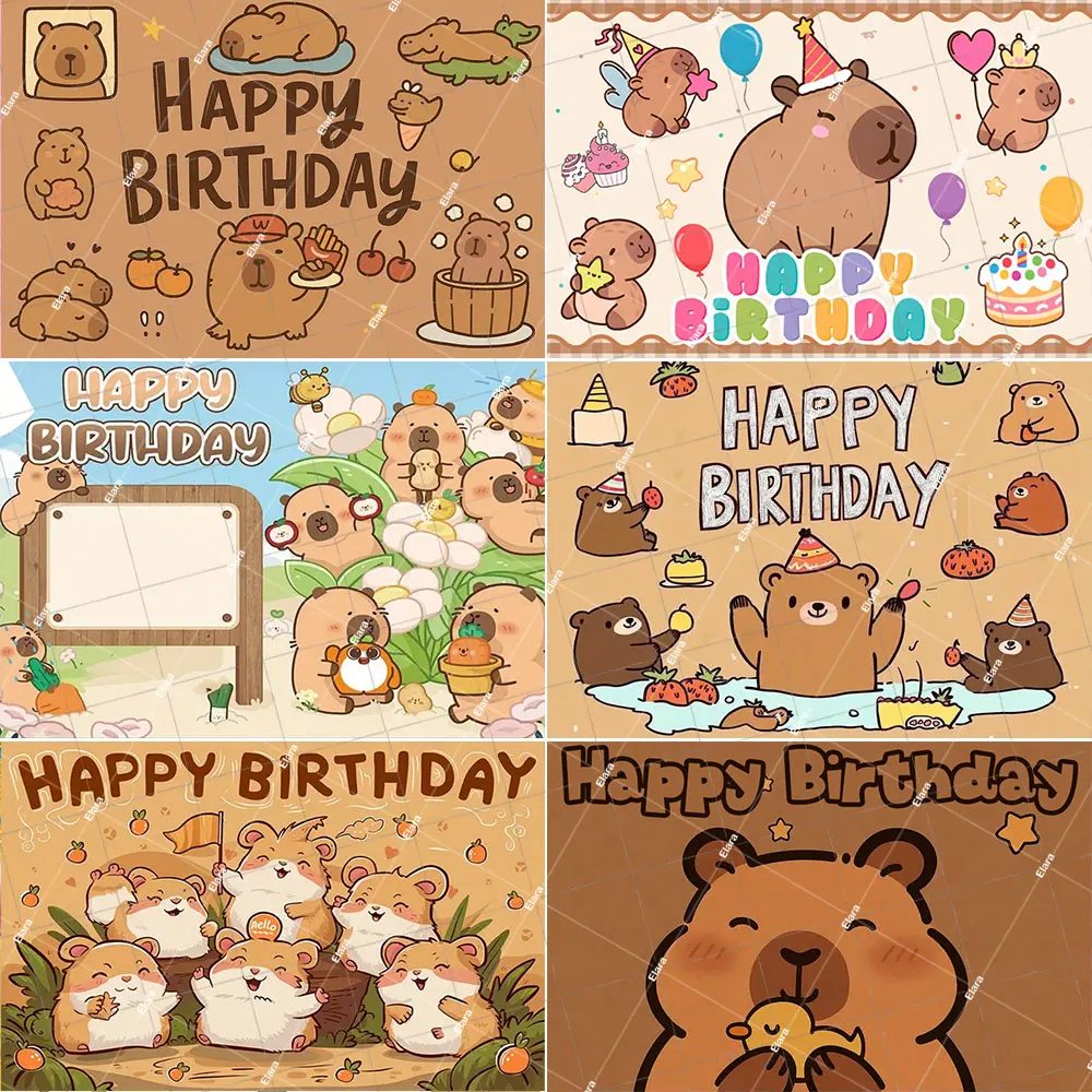 1Pcs Cartoon Capybara Tier Baby Dusche Kinder Geburtstag Party Benutzerdefinierte Banner Hintergrund Fotografie Room Decor Foto Studio Requisiten
