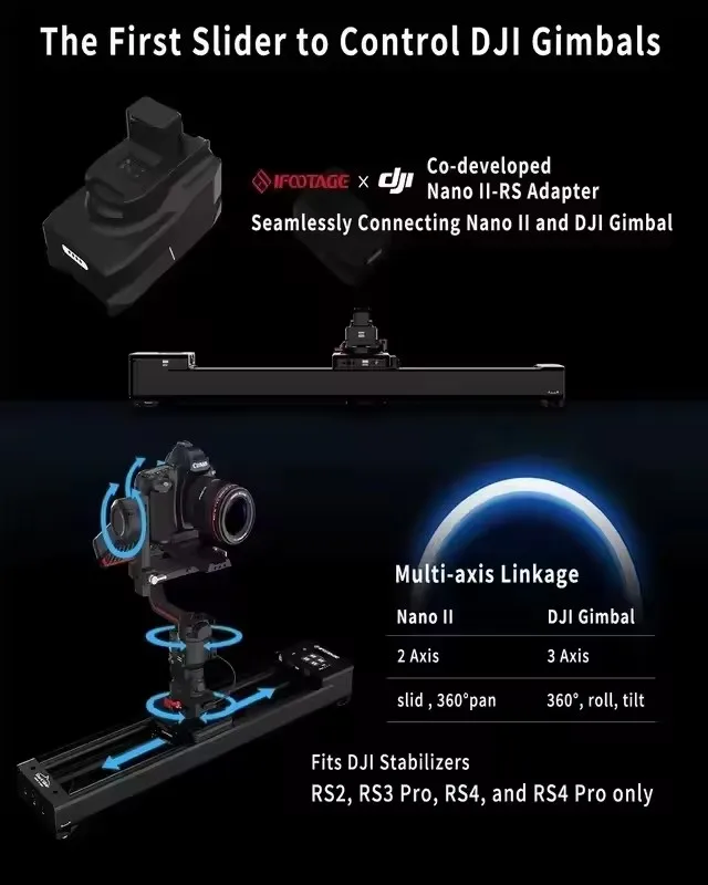 IFOOTAGE Shark Slider Nano II Mini Motorized Camera Aluminum Alloy Dolly for DJI Stabilizer SLR Camera photography Rail Panorama