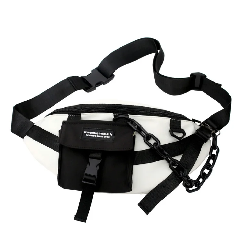 

Casual Travel Men's Panelled Waist Packs High Quality Nylon Chain Unisex Chest Pack Hip-hop Travel Crossbody Bag Belt Waist Bags