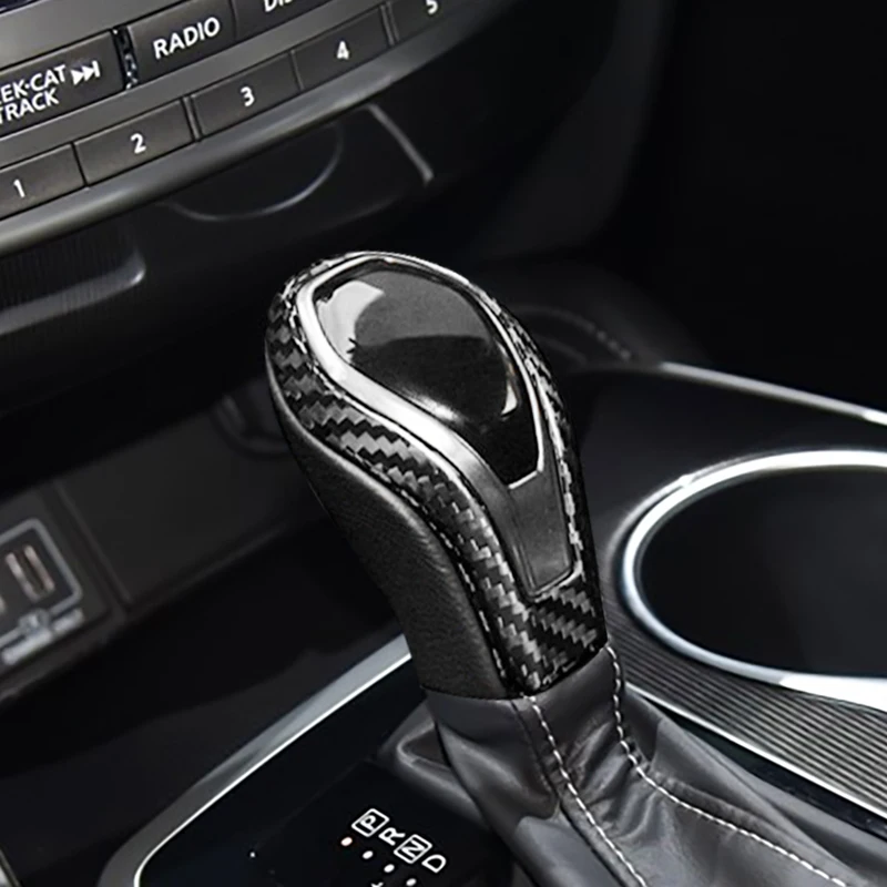 인피니티 Q50 Q60 QX60 QX80 액세서리 기어 시프트 노브 커버 트림 자동차 인테리어 장식 스티커에 대한 실제 탄소 섬유 스티커