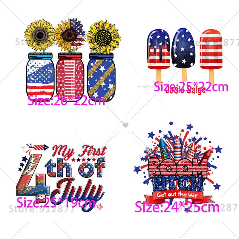 Just Heat Press It Custom Pronto Per La Stampa Trasferimenti Dtf Print Love Usa Luglio The 4Th Independence Day Rainbow Plastisol Patch Fai Da Te