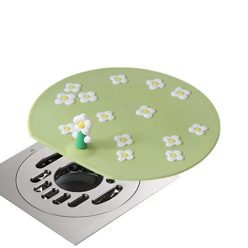 

Silicone Drain Cover Bathroom Tub Stopper With Flower Cover Flat Odor Resistant Filter Plug For Kitchen Shower Laundry Tool