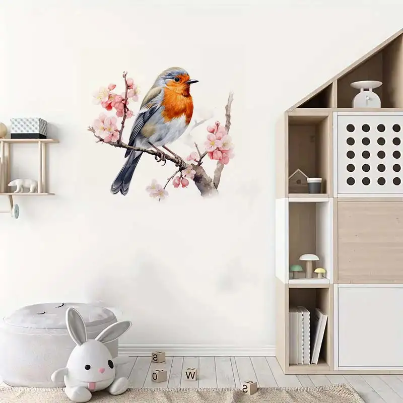 Cute Colorful Robin Bird Wall Sticker Bathroom Living Room Background Decorations Wallpaper Creative Animals Stickers S294 wall stickers,wall sticker