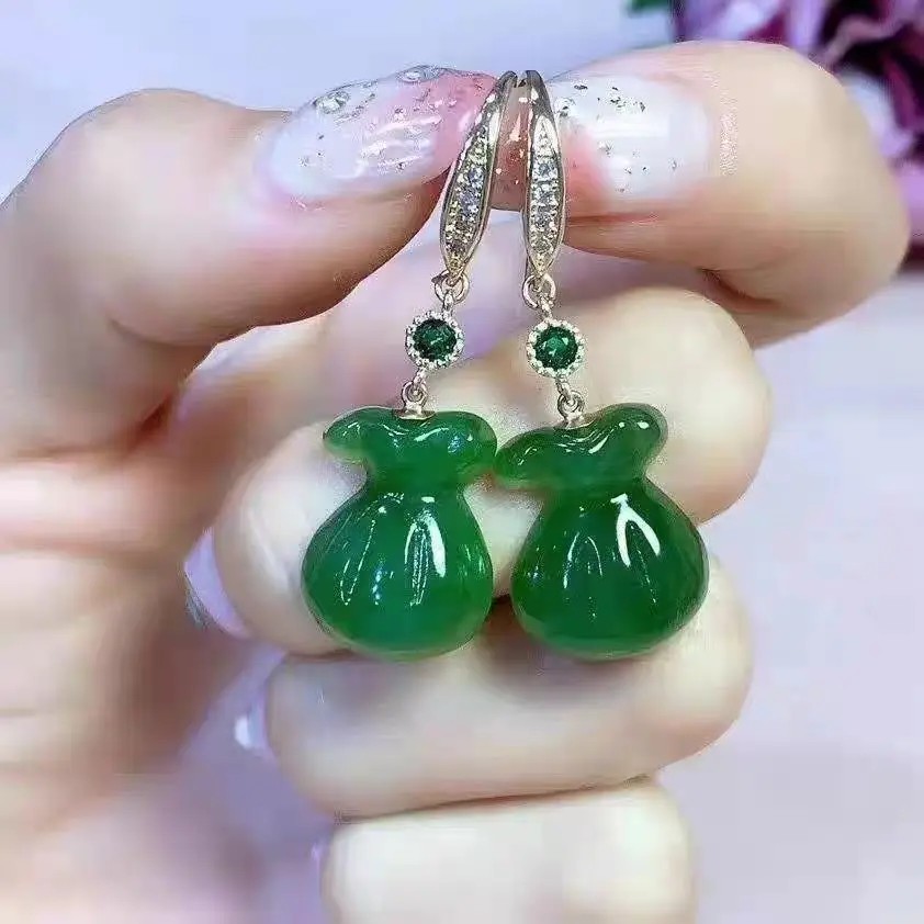 

Money Bag Ear Thread Earrings Rose Gold Spinach Green Egg Noodle Earrings Earrings Earhook Call Money Bag