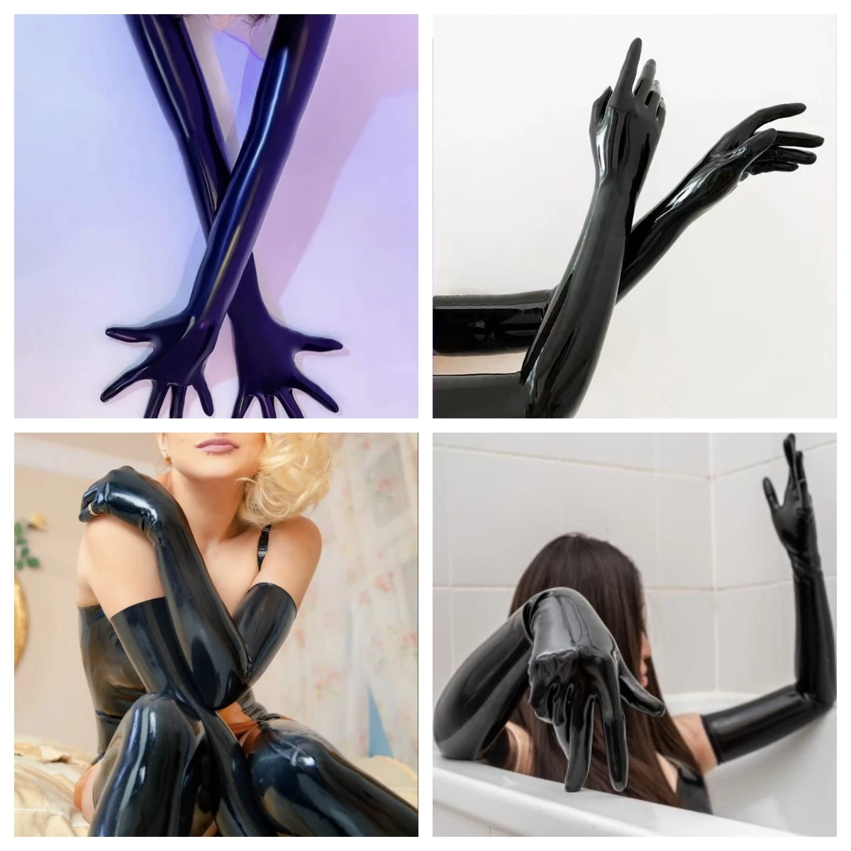 Cosplay Gloves Latex Gloves 1 pairs Long Malaysian latex kigurumi five finger sexy fit Zentai party outfit long gloves costume for men and women