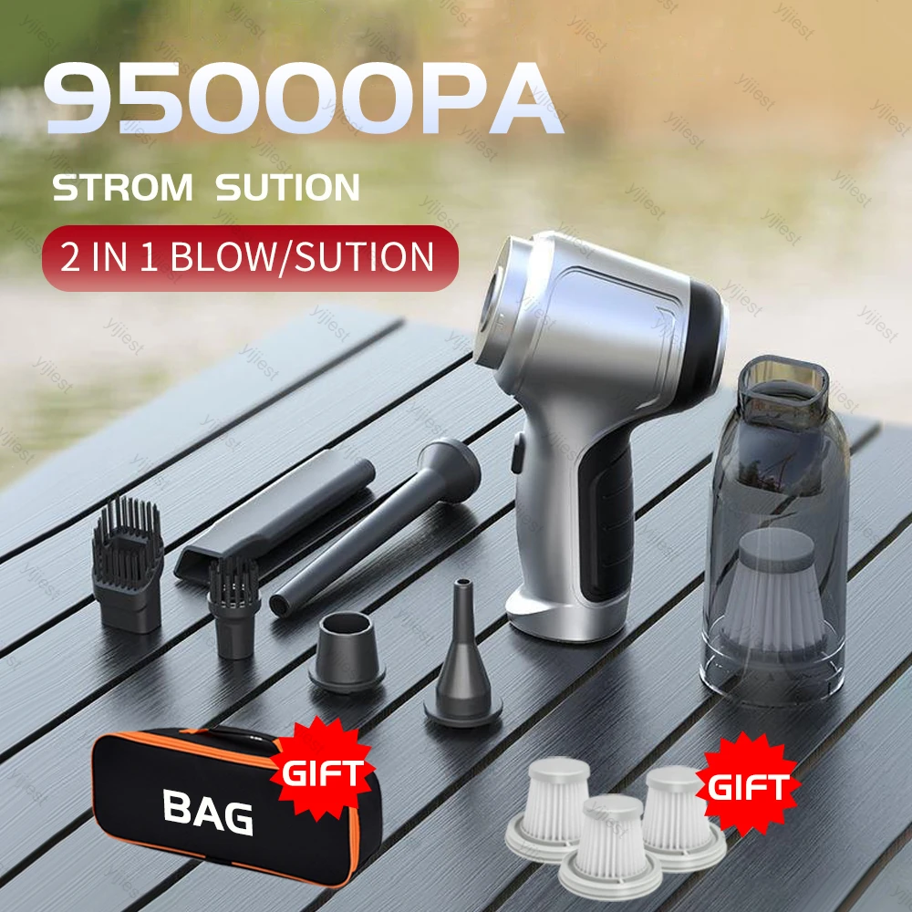 Car Vacuum Cleaner 95000pa Strong Suction Wireless Handheld Cleaning