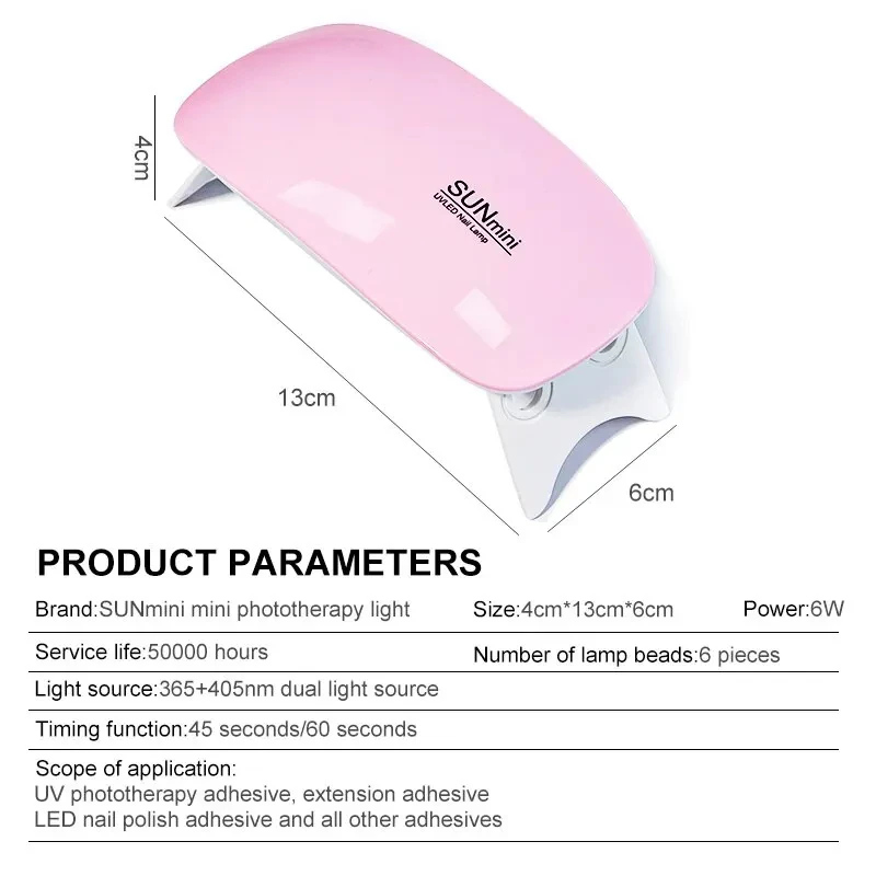 6W Mini Nail Dryer Machine Portable 6 LED UV Manicure Lamp Home Use For Drying Polish Varnish With USB Cable nail lamp