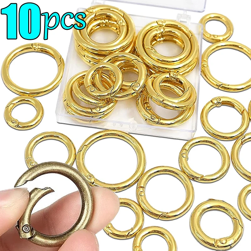 

10Pcs Metal Purse Buckles 20/25/26/33mm Spring O Ring Round Carabiner Snap Hook Spring Keyring Clasp DIY Jewelry Bag Accessories