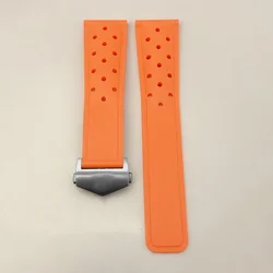 High - Quality Silicone Rubber Watch Strap for Men, 22mm - Elegant Design for Sports and Diving Enthusiasts (Orange)