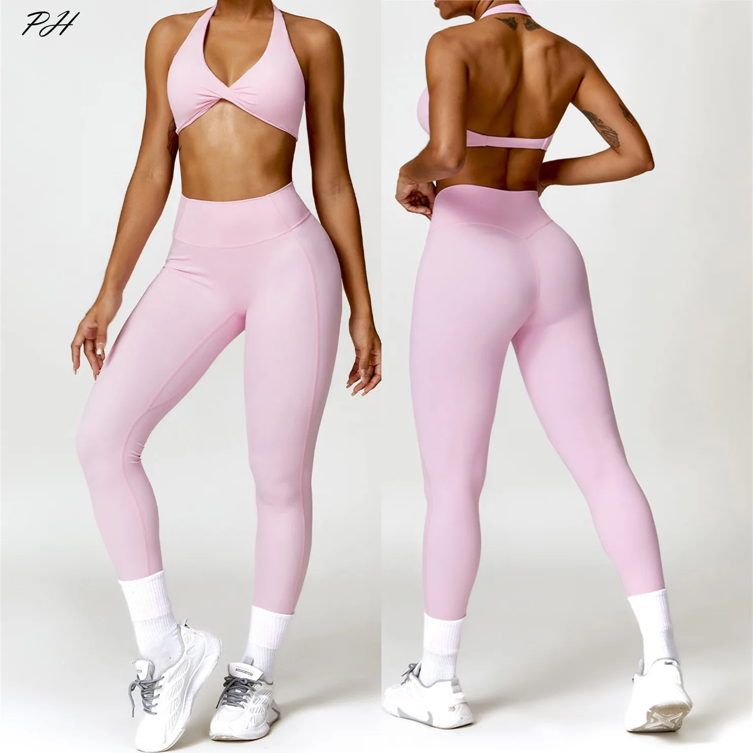 Yoga Set Women Nude Feeling Workout Tracksuit Gym Push Up Fitness Running Sportwear 2PCS