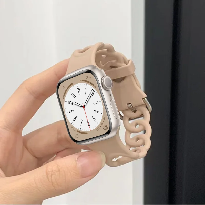 

Silicone Strap for Apple watch band 44mm 40mm 49mm 41mm 45mm 38 42mm correa Gourmette bracelet iWatch series 7 6 5 3 8 ultra 2 9