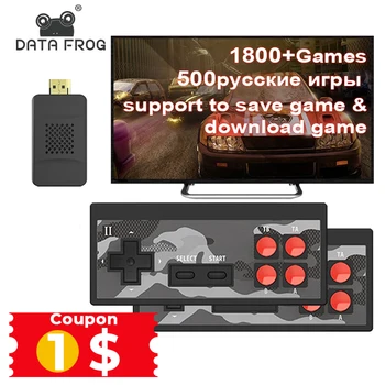 DATA FROG 8 비트 게임 스틱, 4K 비디오 게임 콘솔, 내장 1800 레트로 TV 게임, 휴대용 Dendy 게임 콘솔, 지지대 AV /HD 출력