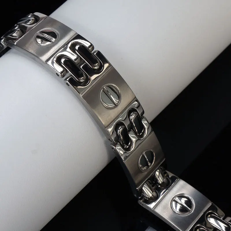 New GLM40 TA1 Men Pure Titanium Bracelet Classic Black Germanium Stone Bio-health Bracelet Retro Fashion Hundred with Unisex