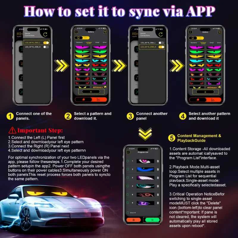 Truck Devil Eye LED Matrix Pixel Panel Remote App Control DIY Programmable Flexible Screen for Car Truck Accessorie