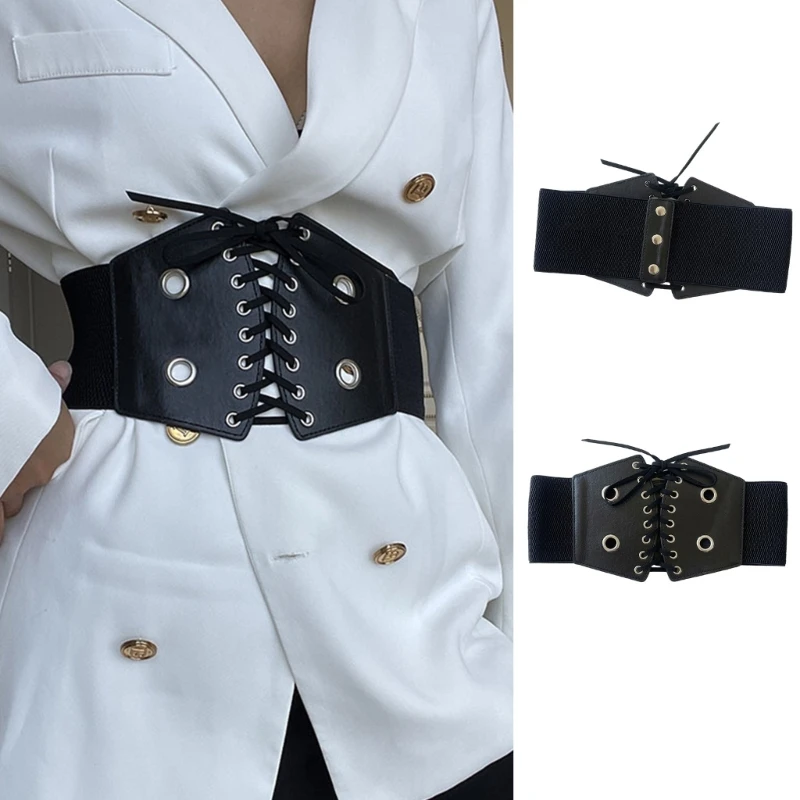 

Ladies Elegant Style Waist Belt Stretch Rope Corset with Buckle Universal Women Banquet Dress Shirt Coat Corset