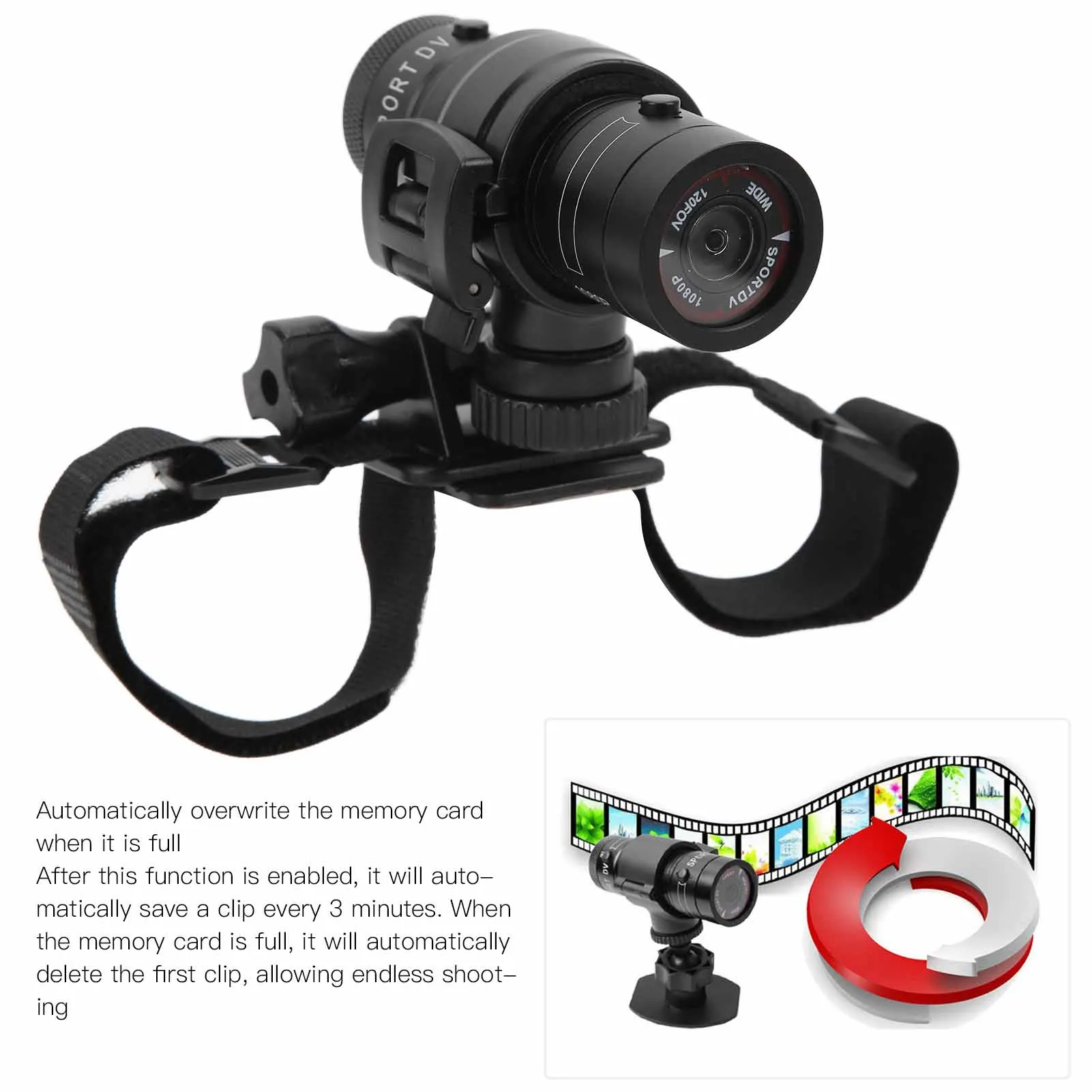 Motorcycle Helmet Action Video Camera Waterproof Bike Helmet Sport Camera 120&deg; Wide Angle Full 1080p HD Car Video Recorder