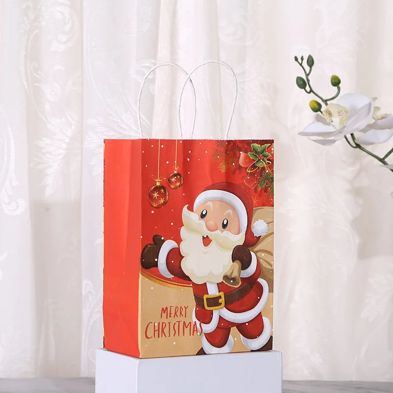 12pcs Christmas Paper Gift Bags Santa Claus Xmas Cookie Candy Packing Bags Christmas Party Decoration for Home Navidad Supplies images - 6