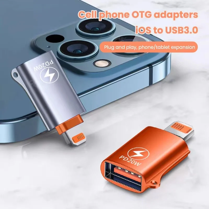 USB 3.0 OTG Adapter for IPhone 14 13 12 11 Pro XS Max XR X 8 Plus 7 6s IPad Lightning Male To USB 3.0 Adapter for IOS 13 Above otg adapter lightning to usb otg adapter